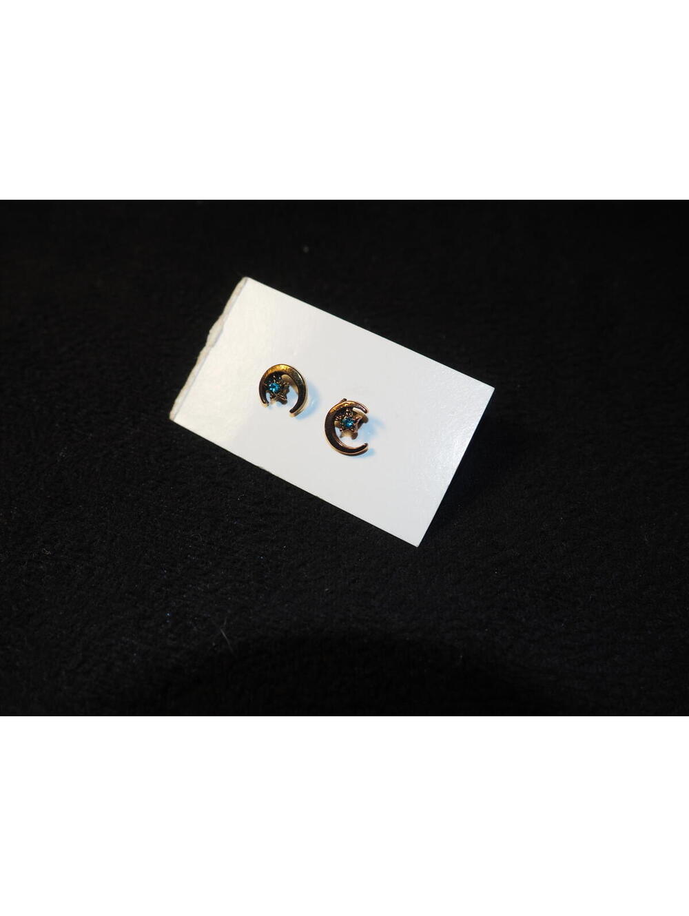 Dainty Gold Crescent Moon Stud Earrings with Gemstone Accents Celestial Jewelry